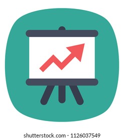 Presentation whiteboard with market data and statistics, vector icon