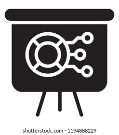 Presentation whiteboard with market data and statistics, vector icon