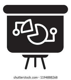Presentation whiteboard with market data and statistics, vector icon