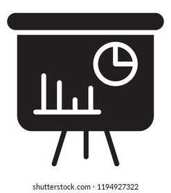 Presentation whiteboard with market data and statistics, vector icon