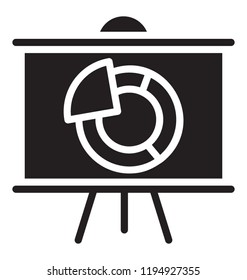 Presentation whiteboard with market data and statistics, vector icon
