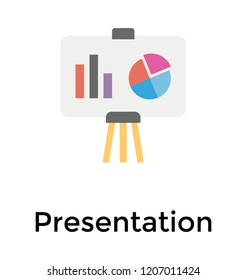 Presentation whiteboard with market data and statistics