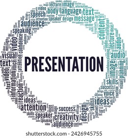 Presentation word cloud conceptual design isolated on white background.