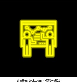 Presentation yellow glowing neon ui ux icon. Glowing sign logo vector