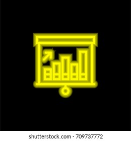 Presentation yellow glowing neon ui ux icon. Glowing sign logo vector