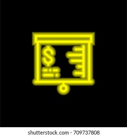 Presentation yellow glowing neon ui ux icon. Glowing sign logo vector