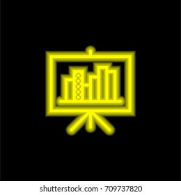 Presentation yellow glowing neon ui ux icon. Glowing sign logo vector