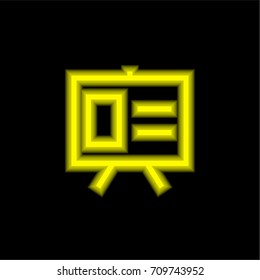 Presentation yellow glowing neon ui ux icon. Glowing sign logo vector