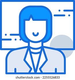 Presentationbusiness people icon with blue duotone style. Discussion, diagram, human, lecture, communication, speech, board. Vector illustration