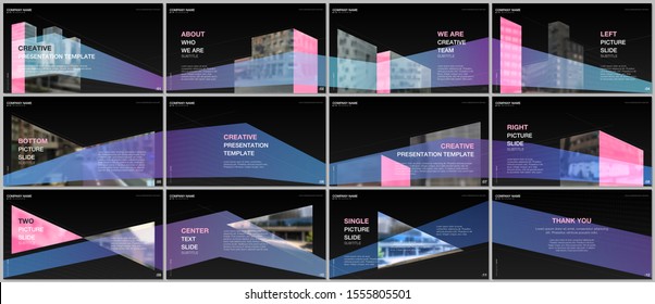 Presentations design, portfolio vector templates with architecture design. Abstract modern architectural background. Multipurpose template for presentation slide, flyer leaflet, brochure cover, report