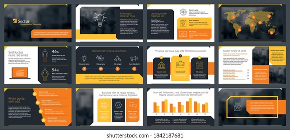 Presentations templates elements and infographics in vector design. Business template for presentation slide, corporate report, marketing, flyer and leaflet,  advertising, annual report and banner.