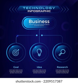 PresentationTechnology Business infographic with three circle options to present graph, chart, business concept  -Vector illustration