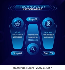PresentaciónTecnología Infografía empresarial con tres pasos para presentar gráficos, gráficos, concepto de negocio -Ilustración vectorial