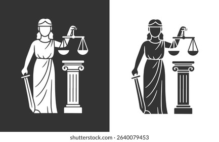 Presented in contrasting black and white, this icon is ideal for law firms, legal services, justice campaigns, and courthouse branding