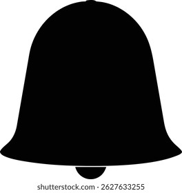 Presented is a simple yet striking graphic featuring a bell. The solid black silhouette stands in sharp contrast against the pristine white background, emphasizing its iconic shape.
