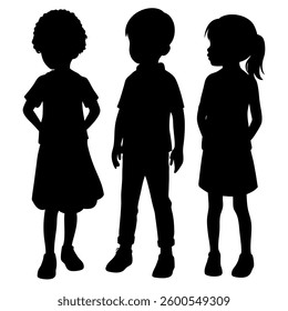 Presented are three child silhouettes, forming a composition that emphasizes unity and diversity. 
