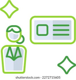 Presenter business people icon with green outline style. business, presentation, presenter, symbol, conference, people, manager. Vector Illustration