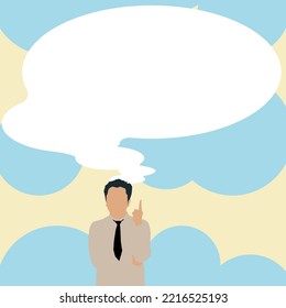 Presenter With Conversation Bubble Showing New Announcement. Colleague Speech Balloon Presenting Fresh And Important News Messages.