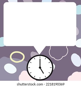 Presenter With Conversation Bubble Showing New Announcement. Colleague Speech Balloon Presenting Fresh And Important News Messages.