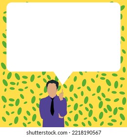 Presenter With Conversation Bubble Showing New Announcement. Colleague Speech Balloon Presenting Fresh And Important News Messages.
