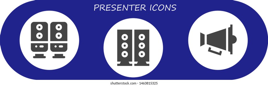 presenter icon set. 3 filled presenter icons.  Collection Of - Speaker, Speakers