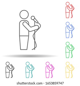 presenter with microphone multi color style icon. Simple thin line, outline vector of media icons for ui and ux, website or mobile application