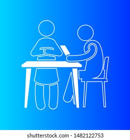 Presenter, Teacher, Audience icon. Classroom and home school trainer, tutor flat vector. Training, studying and tuition vector illustration.