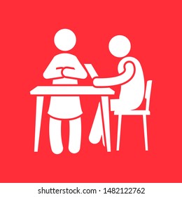 Presenter, Teacher, Audience icon. Classroom and home school trainer, tutor flat vector. Training, studying and tuition vector illustration.