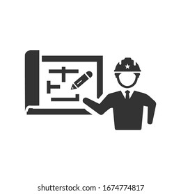 Presenting an architect design plan icon