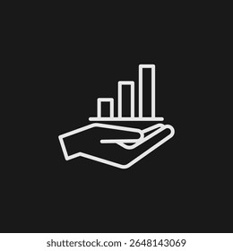 Apresentando Dados de Crescimento dos Negócios e Relatório de Desempenho Financeiro com o Gráfico de Barras Segurando a Mão