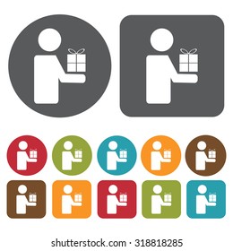 presenting gift icon set. Vector Illustration eps10. 
