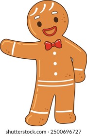 Presenting gingerbread man vector illustration
