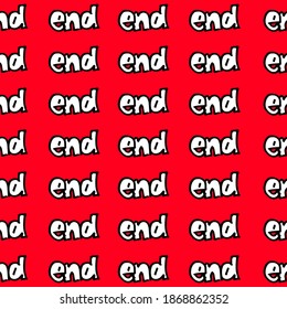 Presenting hand-drawn 'Striking End' lettering against a red backdrop. This doodle font with a thin black outline is ideal for creating impactful visual statements or emphasizing content