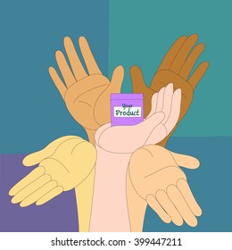 Presenting hands display YOUR product through various hand guestures like waving or "presenting hands"
