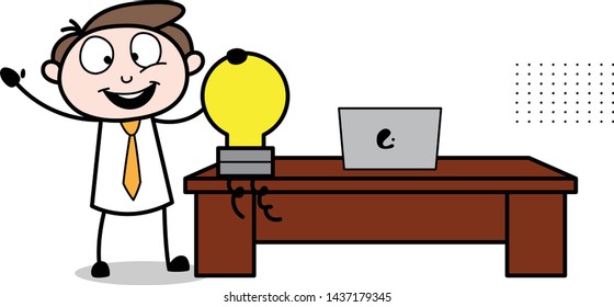 Presenting a Idea - Office Businessman Employee Cartoon Vector Illustration