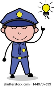 Presenting a Idea - Retro Cop Policeman Vector Illustration