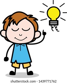 Presenting an Idea - School Boy Cartoon Character Vector Illustration