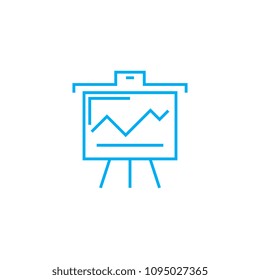 Presenting interim results linear icon concept. Presenting interim results line vector sign, symbol, illustration.