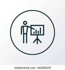 Presenting Man Outline Symbol. Premium Quality Isolated Business Presentation Element In Trendy Style.