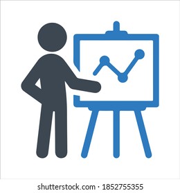 Presenting Marketing Analysis Icon. Vector & Glyph
