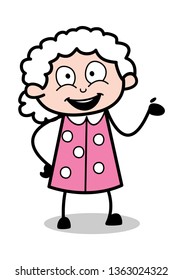 Presenting - Old Cartoon Granny Vector Illustration