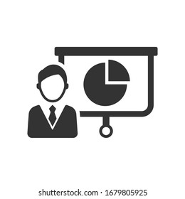 Presenting Pie chart report Icon, vector graphics