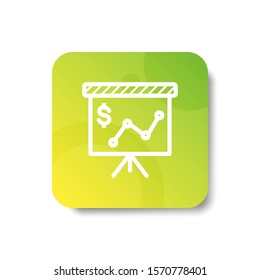 presenting sales progress round icon in outline / line and stripes style with colorful smooth gradient background, suitable for mobile and web UI, app button,  infographic, etc