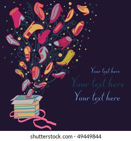 Presenting shoes. Cartoon vector background