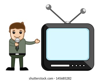 Presenting a Slideshow - Clip-art - Office Character - Vector Illustration