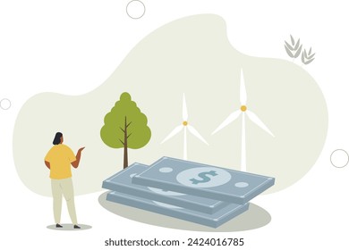 presenting way to reduce CO2 emission footprint through carbon offset, credit and forest conservation. Low carbon concept.flat vector illustration.