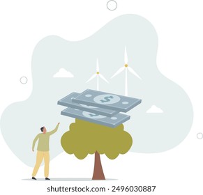 presenting way to reduce CO2 emission footprint through carbon offset, credit and forest conservation. Low carbon concept.flat design.illustration with people.