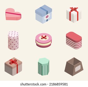 Present's boxes vector isometric illustrations