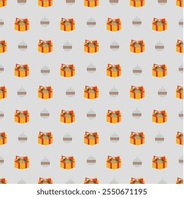 Presents and Christmas balls pattern for background