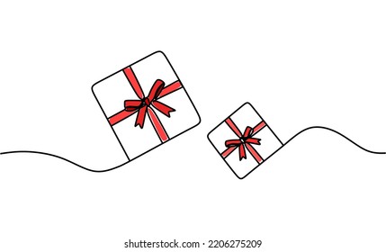 Presents. Continuous line. Vector illustration